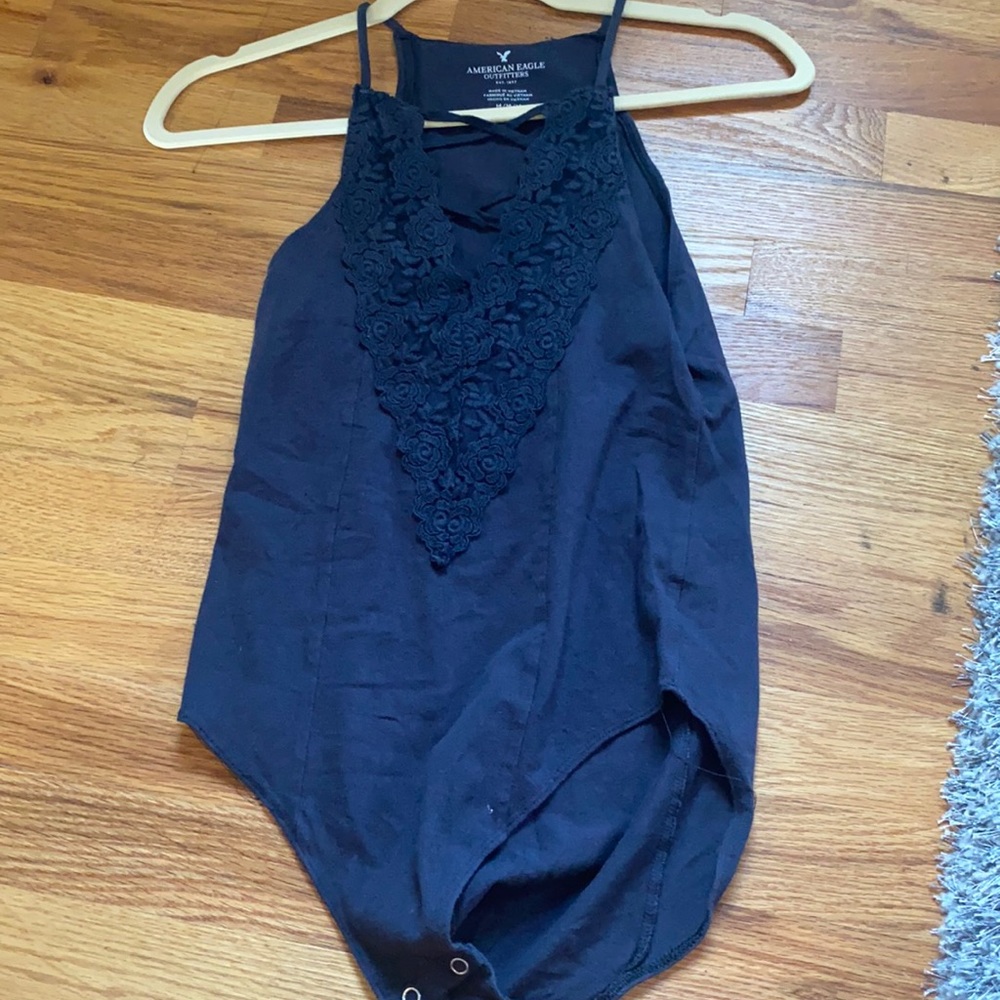 Navy lace up bodysuit